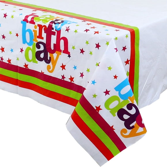 Mantel desechable Bewildely para decoración de fiestas Feliz cumpleaños 137*274cm