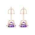 thumbnail image 4 of 14K Solid Gold Screw Back Stud Earrings for Women | 3 cttw Round Cut Simulated Alexandrite | Rose Gold, 4 of 5