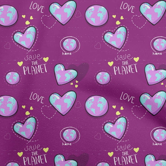 oneOone Cotton Jersey Purple Fabric Save Earth Diy Clothing Quilting Fabric Print Fabric By Yard 58 Inch Wide