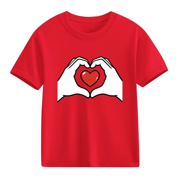 Xdegoge Kids Girls Hands Forming Heart T-Shirt, Sweet Love Gesture Design for Toddlers and Teens, Ideal for Valentine’s Gift 3-10Y