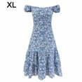 thumbnail image 1 of Robe Imprimée sur l'Épaule Robe Midi Robe Courte Manches Courtes Femme Tenues d'Été, XL, 1 of 8