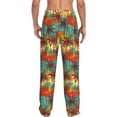 thumbnail image 3 of Uemuo Colorful Hawaii Palms Pattern Men's Wide Leg Palazzo Lounge Pants with Pockets Light Weight Loose Comfy Casual Pajama Pants-, 3 of 9