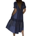 thumbnail image 2 of PALACLOTH Women Plaid Printed Round Neck Short Sleeve Ruffle Dress, 2 of 3