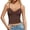 Coffee, variant on Womens Ruched Bust Cami Tops V Neck Sleeveless Spaghetti Strap Fitted Fitted Cropped Casual Everyday Summer Blouses White L