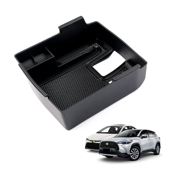 Autorder Organisateur de Console Centrale pour Toyota Corolla 2019-2025/ 2022 2023 2025 Accessoires Corolla Cross Boîte de Rangement avec Plateau d'Insertion Secondaire et Tapis Antidérapant