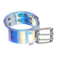 thumbnail image 4 of segolike Double Grommet Belt Jeans Belt PVC Belt Waist Strap 2 Holes Belt Womens Waist Belt Waistband for Women Men Trousers Dazzling color, 4 of 8