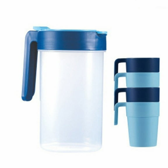 Water Pitcher with Lid, Plastic Pitcher with 4 Cup, Iced Tea Pitcher, Water Carafe, Jar Pitcher, Water Jug with Handle for Tea, Juices, Milk, Cold or Hot Beverages,jarras para aguas frescas