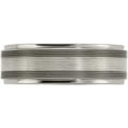thumbnail image 3 of Titanium/Silver Two-Tone Edward Mirell Titanium With Sterling Silver Textured Line Step Edge 7.5mm Band (Size 13) Made In United States emr181-13, 3 of 5