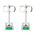 thumbnail image 4 of 14K Solid Gold Push Back Stud Earrings for Women | 2 cttw Emerald Cut Simulated Emerald | White Gold, 4 of 5