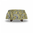 thumbnail image 4 of Flowers Ottoman Cover, Buttercup Daffodil Bouquet, 2 Piece Slipcover Set with Ruffle Skirt for Square Round Cube Footstool Decorative Home Accent, Standard Size, Mustard Dark Navy Blue, by Ambesonne, 4 of 5