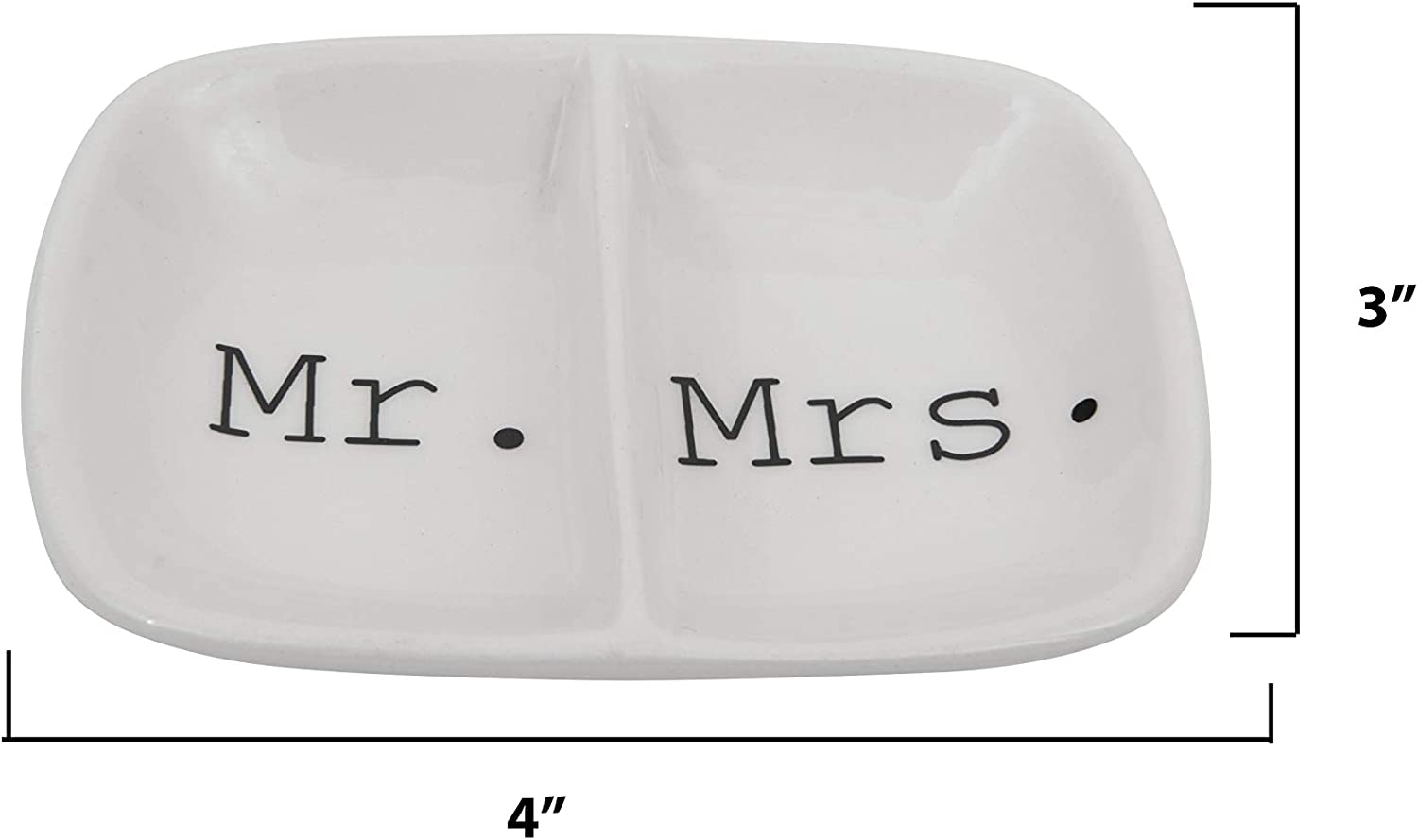 Creative Co-Op Ceramic Mr. & Mrs. Divided Ring Dish - image 2 of 7