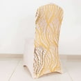 thumbnail image 2 of Efavormart Rose Gold Spandex Stretch Banquet Chair Cover With Gold Wave Embroidered Sequins, 2 of 5