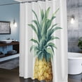 thumbnail image 6 of Retro Pineapple Shower Curtain, Summer Style Yellow Fruit Leaf Grey Background Waterproof Shower Curtain Set with 12 Hooks Lightweight Bath Curtains Fabric Bathroom Decor 48x72 Inches, 6 of 9