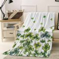 thumbnail image 4 of Throw Blanket Fleece Throw Blanket 50x60in, Watercolor Rustic Green Leaf Soft Lightweight Bed Blankets St. Patrick's Day Shamrock Fuzzy Couch Blankets for All Season, 4 of 9