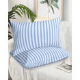 thumbnail image 2 of Blue White Stripe Pillow Covers Queen Size 2 Pack, Modern Minimalist Geometric Striped Soft Bed Throw Pillowcases Breathable Cooling Long Lumbar Body Pillow Sham Cover for Bed Sofa 20''x30'', 2 of 7