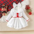 thumbnail image 2 of HCNTES Baby Girl Fall Clothes Clown Dress Ruffle Romper Long Sleeve Patchwork Doll Cute Halloween Outfit(6-12 Months,Z142-White), 2 of 8