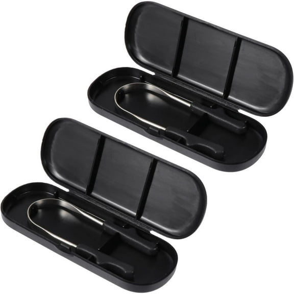 2 Sets Tongue Cleaner Hand Tools Black Metal Hand Squeegee Metal Tongue Brushes Tongue Cleaner Metal Oral Cleaning Tool Grade Scrapers Tongue Cleaning Tools Oral Cleaners