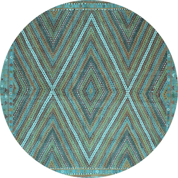 Ahgly Company Indoor Round Southwestern Light Blue Country Area Rugs, 6' Round