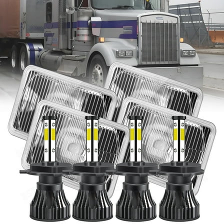BSBSDJB For Kenworth T400 T600 T800 W900B W900L Chrome 4x6 inch LED Headlights Bulbs