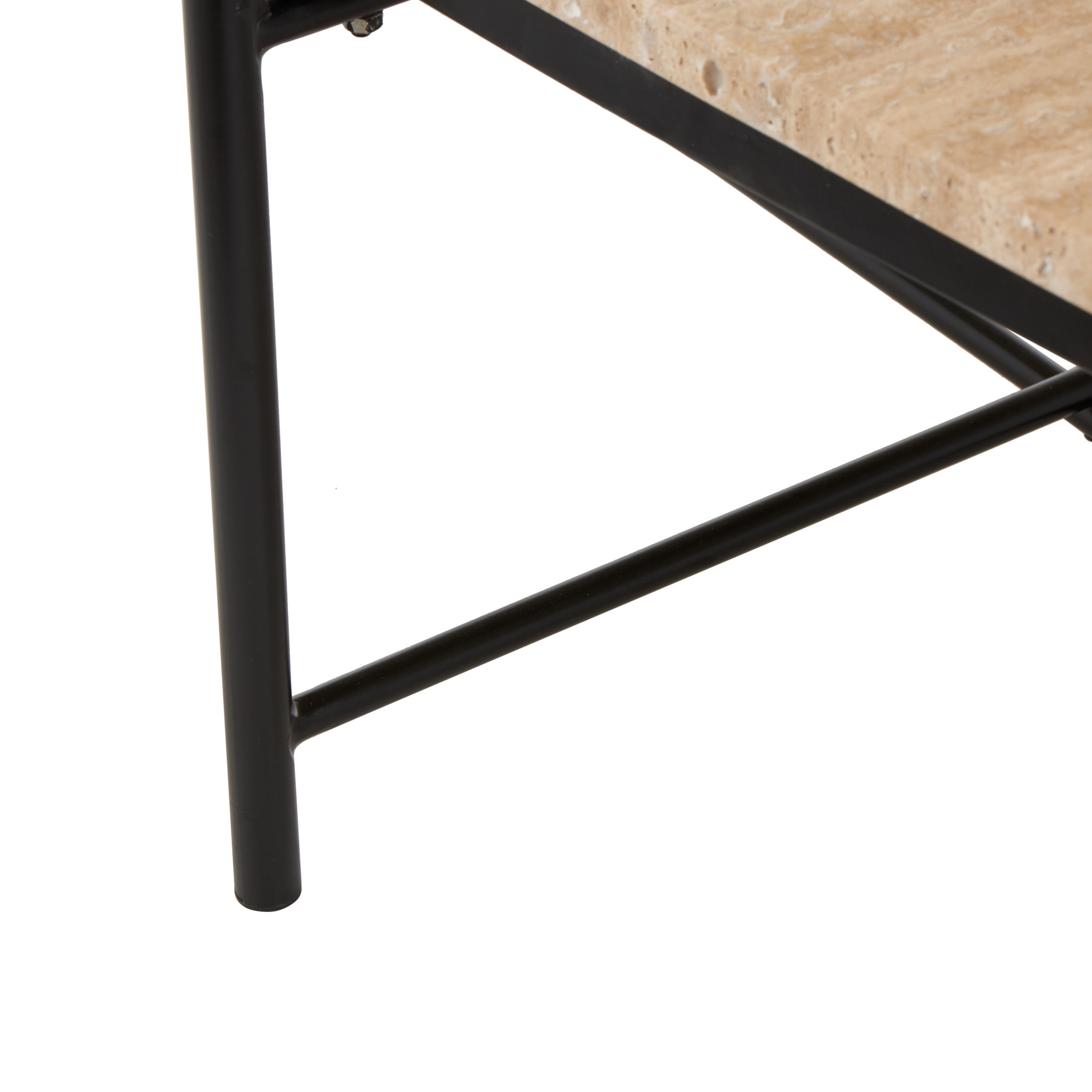 DecMode 45" x 13" Beige Marble Oval Coffee Table with Black Metal Support, 1-Piece
