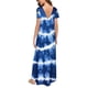 thumbnail image 3 of Puntoco Vestido De Manga Corta Con Cuello En V, Vestido Largo Hasta El Suelo De Verano Para Mujer, Vestido Largo Informal Suelto Con Bolsillos, Abertura De Manga Corta, Azul Xxxl, 3 of 5
