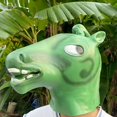 thumbnail image 2 of Divertido casco de látex verde con forma de máscara de caballo para fiestas, 2 of 5