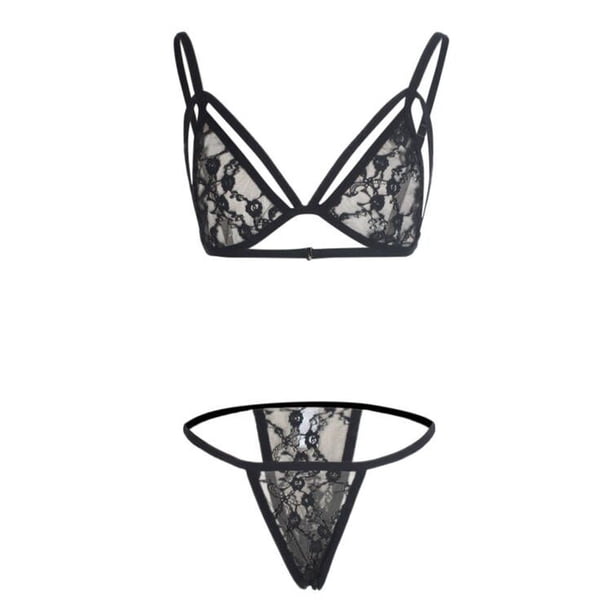 Gibobby Ropa interior mujer Sexy sin Lencería de Encaje para Mujer Anillo de Pijama Sexy Sexy Lencería Íntimos de una Pieza Plus Size Mujeres lencería(Negro, XG)