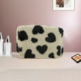 thumbnail image 4 of Unique Bargains 1 Pc Heart Drawstring Makeup Bag for Vacation Business Travel Plush Light Brown, 4 of 4