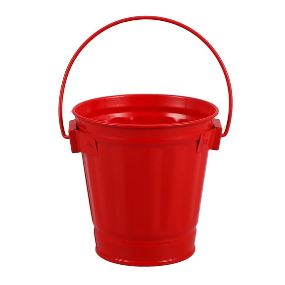 HIAKDOFT 1Pack Small Metal Bucket with Handle Red Iron for Decorative Bucket 9.30X9.00X9.00CM