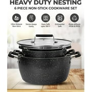 Granitestone 6 Pc Pots and Pans Set Non Stick, 1.5Qt, 3Qt, 5Qt Nesting Pots Set for Cooking with Induction Cookware Set, Space Saving, Non Toxic, Dishwasher Safe
