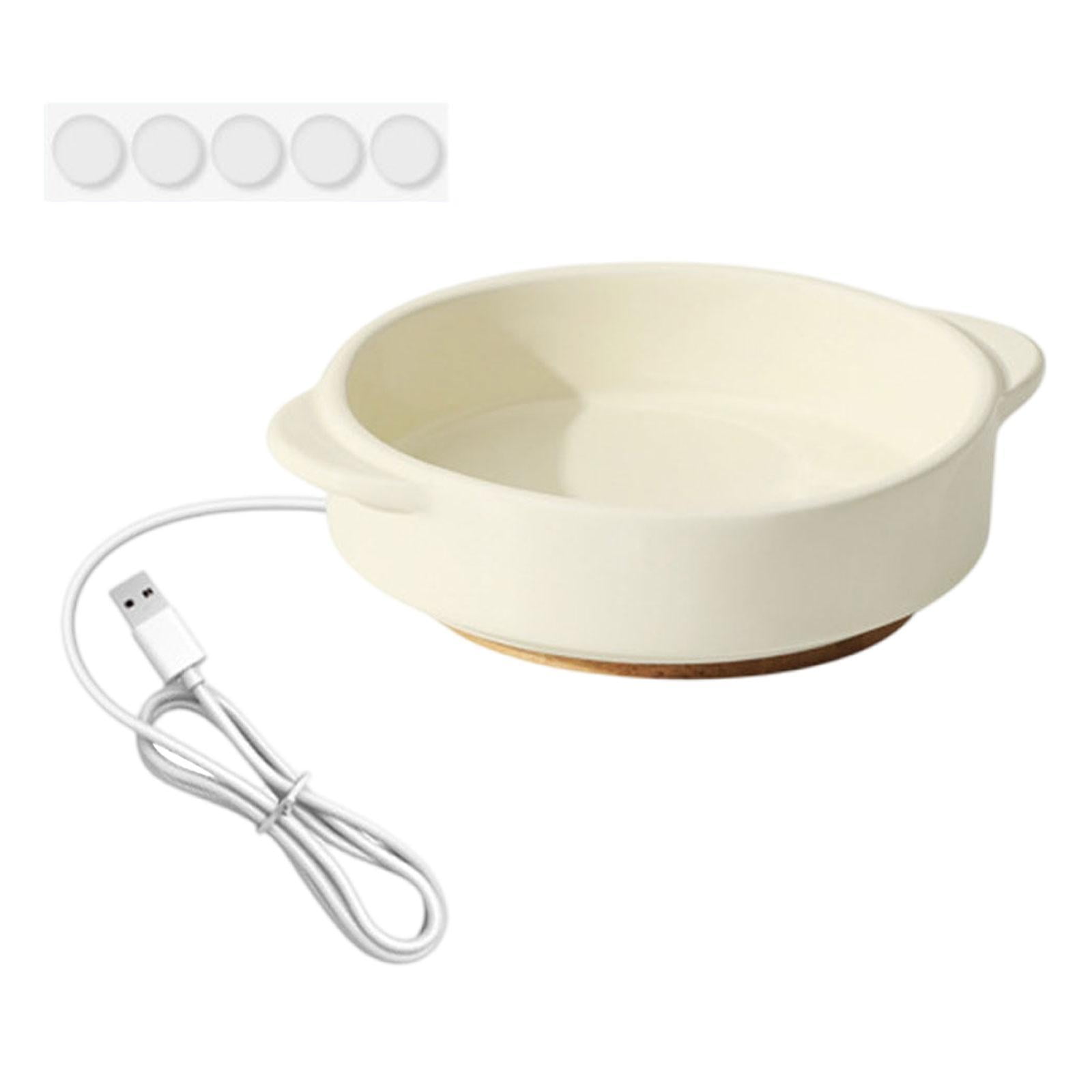 Serenable Pet Heated Bowl Elevated Cat Dog Feeding Bowl Ceramic Pet Water Bowl Thermostatic Warm Water Dish with Anti Slip Pads Suitable for Cats Small Dogs Out 4.5cm Height