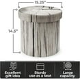 thumbnail image 3 of WYDK Tree Stump Stool, Storage Ottoman 15 Inch Fake Tree Stumps Log Stool Storage, Artificial Tree Trunk, Perfect Footstool Kids Toy Chest, Rustic Log Cabin Decor Bench, Pedestal - Light Gray, 3 of 11