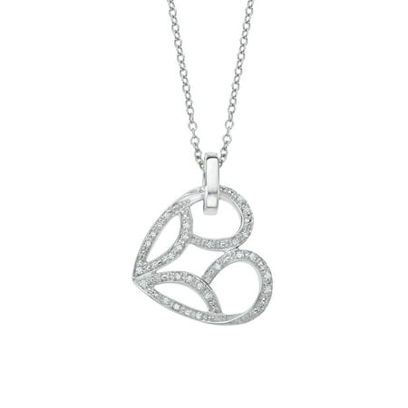 Jessica Simpson Heart Pendant Necklace with 1/8 ct Diamonds in Sterling Silver