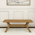 thumbnail image 2 of Plank+Beam Solid Wood Verso Dining Bench, 48" Entryway Bench, Minimalist Room Bench, Pecan, 2 of 10