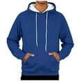 thumbnail image 2 of gbyLJF Mens Long Sleeve Hoodie Fleece Lined Solid Color Hooded Sweatshirts Round Neck Drawstring Pullover Tops with Pockets, 2 of 9