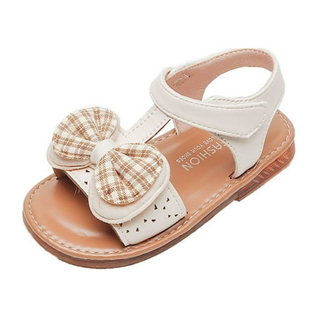 

Vedolay Girls Dress Sandals Girls Sandals Open Toe Cute Flats Dress Sandals Cross Strappy Summer Shoes Toddler/Little Kid/Big Kid Beige 10.5