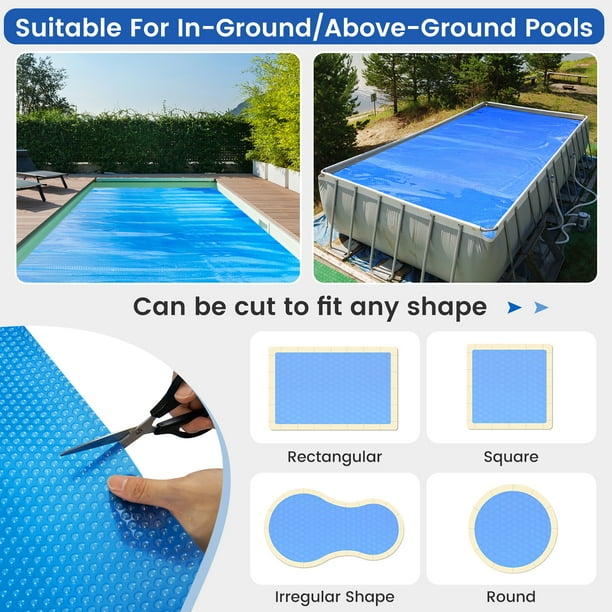 Costway 16x32 ft Rectangular Pool Solar Cover 12 Mil Heat Retaining Blanket  with Carry Bag