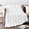 thumbnail image 1 of Bedelite Manta De Forro Polar Tamaño Doble – Jacquard Acanalado 3D Suave Y Cálido Mantas Decorativas Difusas – Acogedoras Mantas Ligeras De Felpa Esponjosa Para Sofá Cama (Blanco 60 X 80 Pulgadas), 1 of 5
