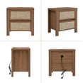 thumbnail image 2 of Brafabhome Set of 2 Nightstands with Fast Charging Station, Rattan 2 Drawers Storage Bedside Table Modern Night Stand for Bedroom Living Room | Walnut, 2 of 8
