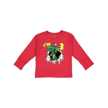 

Inktastic I m 3 Dinosaur Gift Toddler Boy or Toddler Girl Long Sleeve T-Shirt