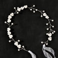 thumbnail image 2 of Nvzi Horquillas para el pelo de boda con flores para novias, peinetas con perlas de cristal, pinzas para el pelo, accesorios para el pelo de boda dorados, joyas plateadas, 2 of 3
