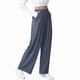 thumbnail image 3 of Pantalones de Traje Anchos para Mujer, Holgados, de Cintura Alta Elástica, Informales, Largos, Color Gris Oscuro, Talla M, 3 of 7
