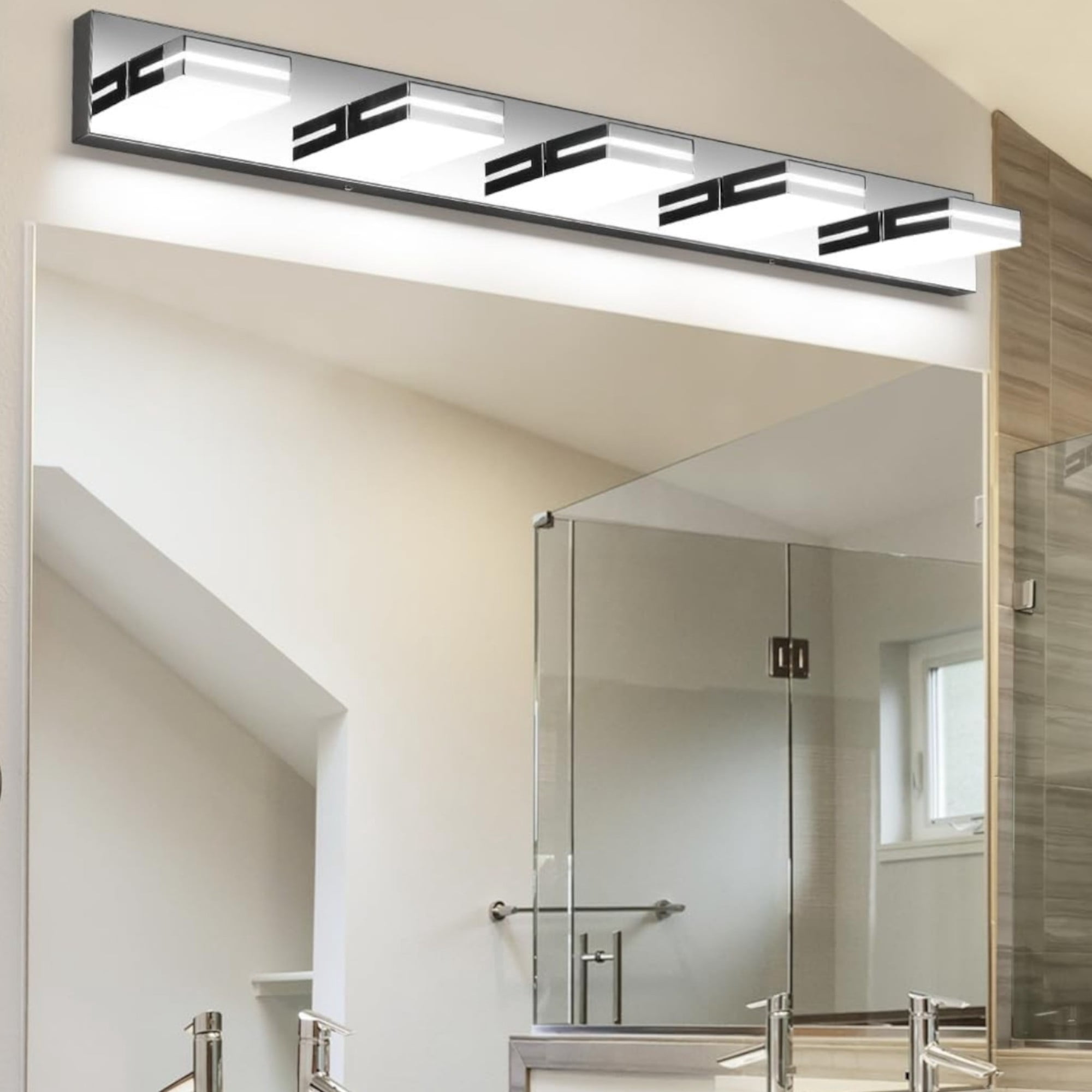 JESTOP Dimmable LED Modern Bathroom Vanity Light Fixtures Modern Acrylic Bathroom Wall Lighting Fixtures Over Mirror (Cool White 6000K)