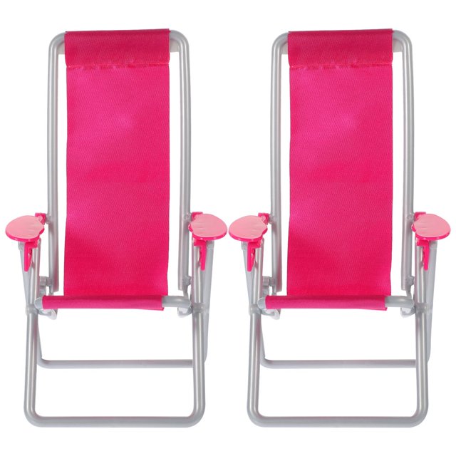 HLONK 2 Pcs Mini Maison Terrasse Chaise Longue Simulation Chaise de Plage Pliante Accessoires de Modèle Maison (Mini Chaise Jouet)