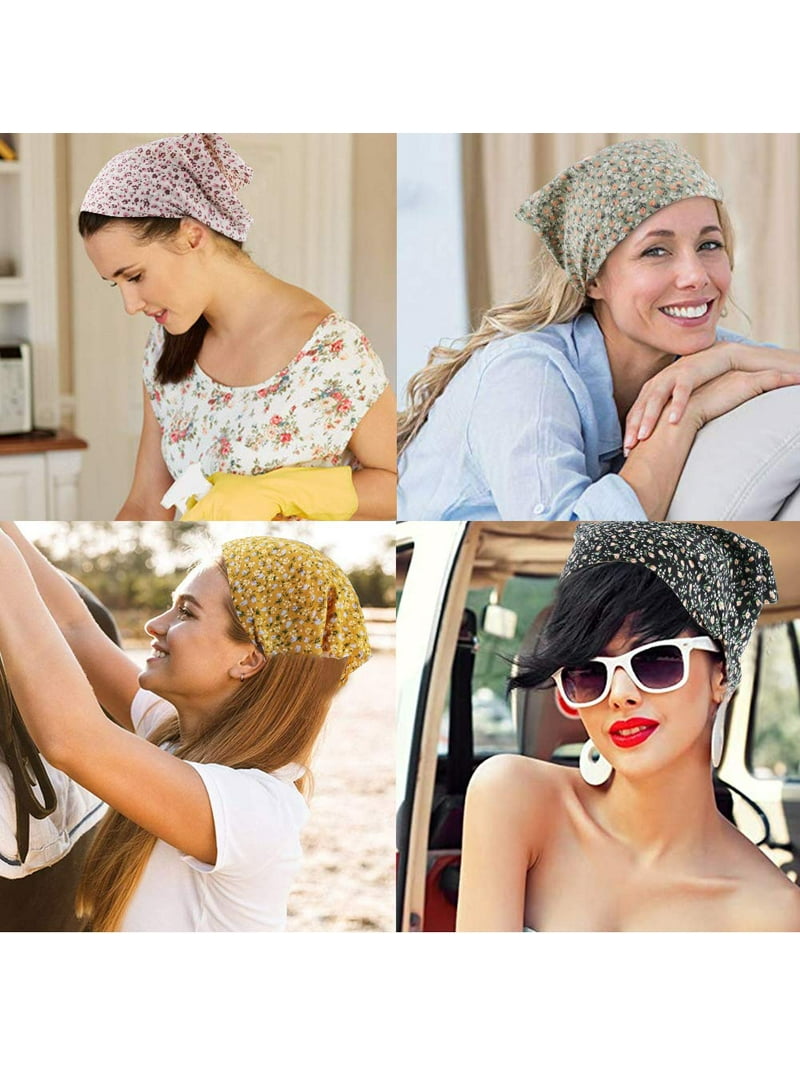 Floral Hair Headband - 5 Pcs Bandanas Women Pañuelos Para La Cabeza Para Mujer Chiffon Boho Headbands for Women Elastic Floral Headbands for Women Hair Bandana -