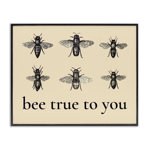 Bee True To You Inspiration Black Framed Giclee Art, design by Lettered and Lined