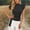 Black, variant on Helii Womens Tops Women's Solid Color Half High Neck Short Sleeve Button Decor Waist Cinching Casual Top