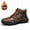 Brown, variant on Men's Outdoor Leather Boots Casual Warmth For Hiking Lightweight Comfort Thicken Lace-up Mid-Top Ankle Shoes Black 7 US