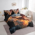 thumbnail image 3 of Castle Fairy Animal Dragon Bedding Comforter Set 7 Pieces for Female Men Adults,Abstract Magical Wildlife Full Bedding Set Lightweight,Orange Yellow Fitted Sheet Flat Sheet,Ultra Soft Home Decor, 3 of 7