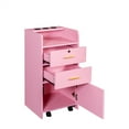 thumbnail image 3 of Locking Beauty Salon Storage Cabinet, Salon Stations with Locking Drawers & 3 Hair Dryer Holders, Bathroom Beauty Salon Cabinet Hair Styling Equipment Salon Storage Furniture for Hair Stylist, Pink, 3 of 7